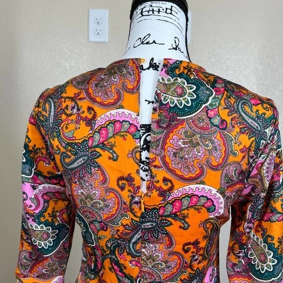 code x mode orange dress women paisley print long sleeve dress size XS romantic - Picture 12 of 16